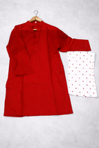 Heart Print Flapper Style V Neck Shirt with Pockets 2 Piece Set for Women