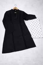 Heart Print Flapper Style V Neck Shirt with Pockets 2 Piece Set for Women