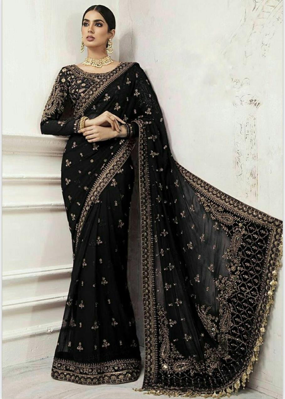 Maria b net saree - Shiwani Apparels