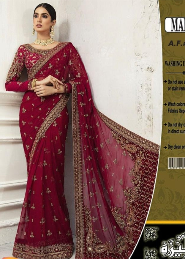 Maria b net saree - Shiwani Apparels