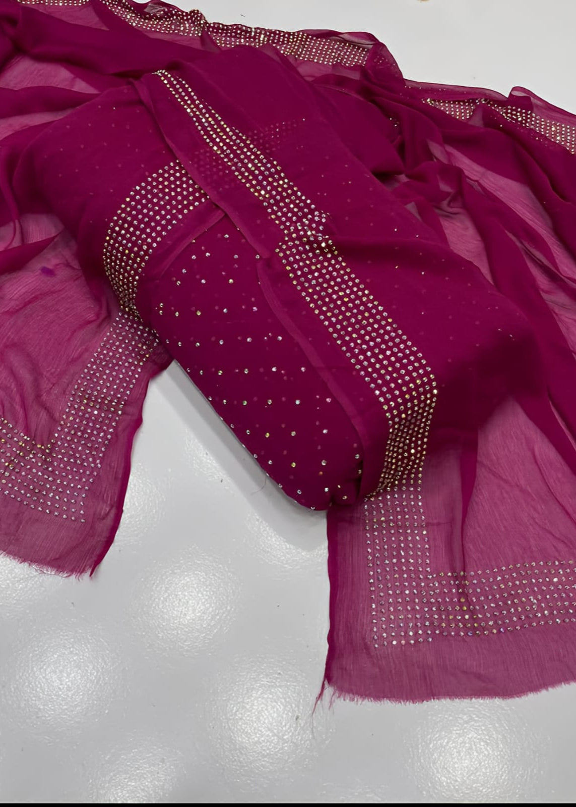 Diamond Stone Stitch Chiffon Suit - Shiwani Apparels