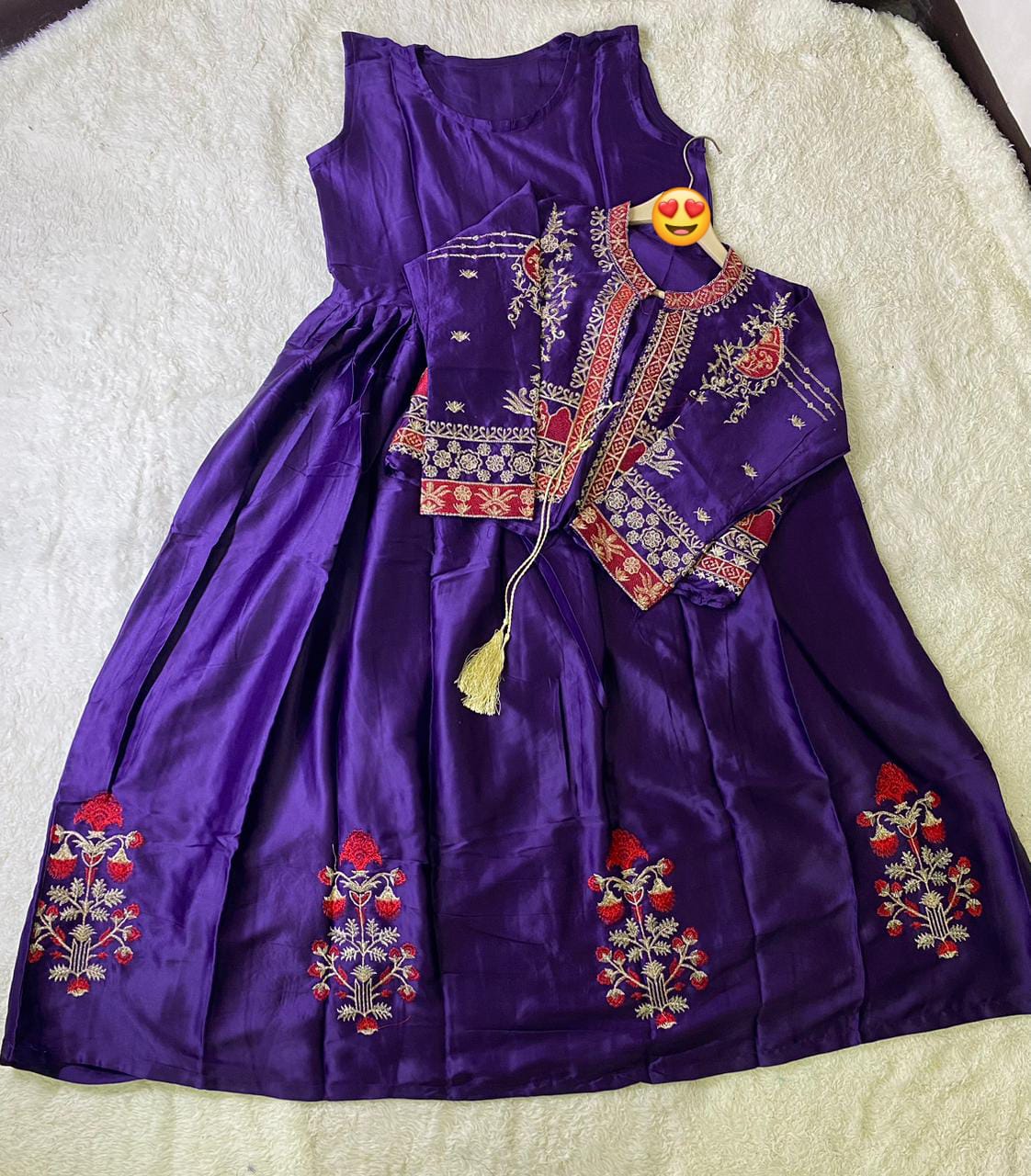 Embroidered Koti & Silk Maxi 2Piece Set