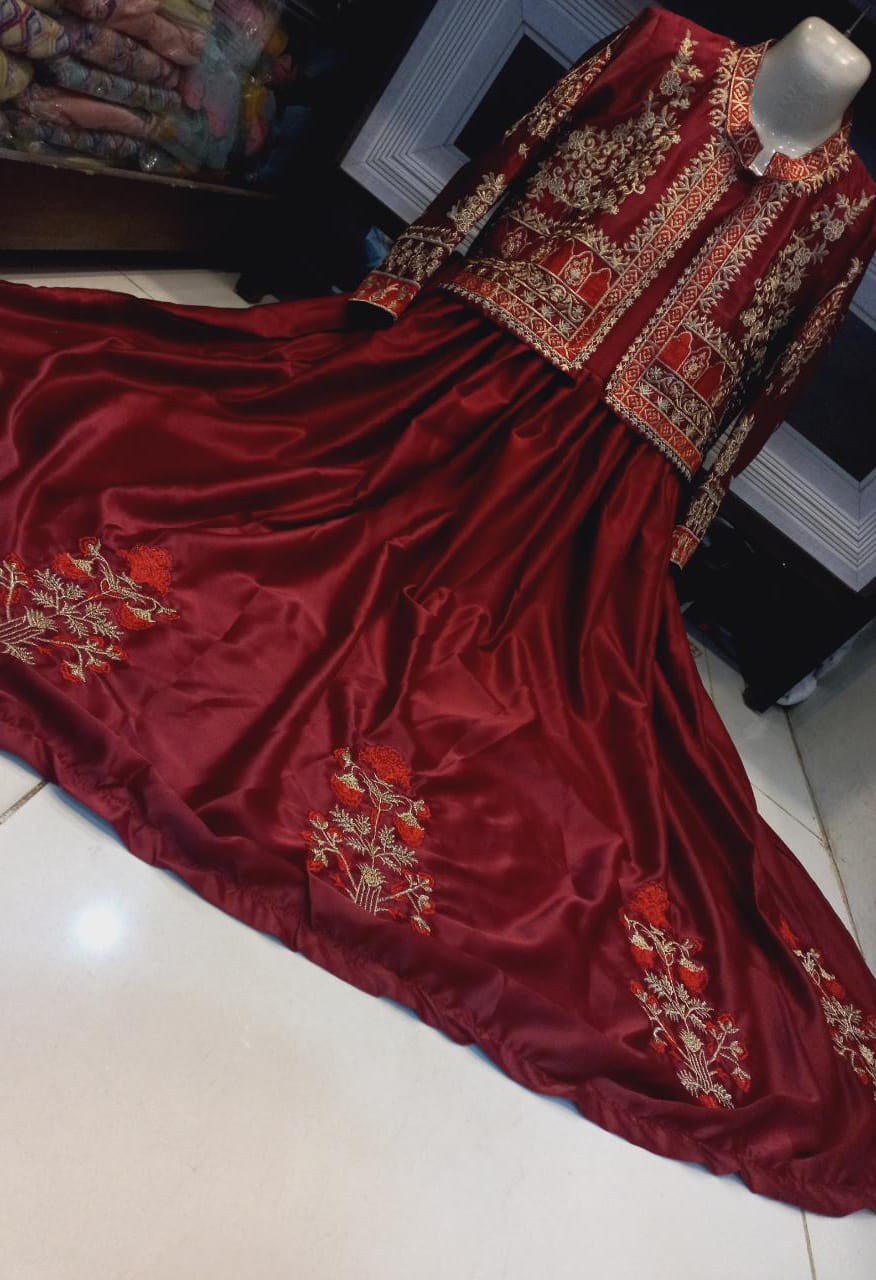 Embroidered Koti & Silk Maxi 2Piece Set