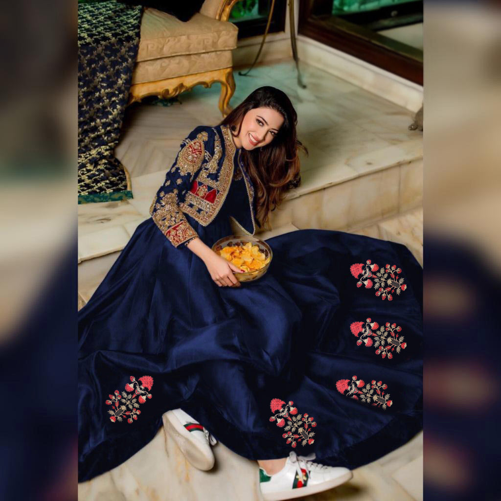 Embroidered Koti & Silk Maxi 2Piece Set