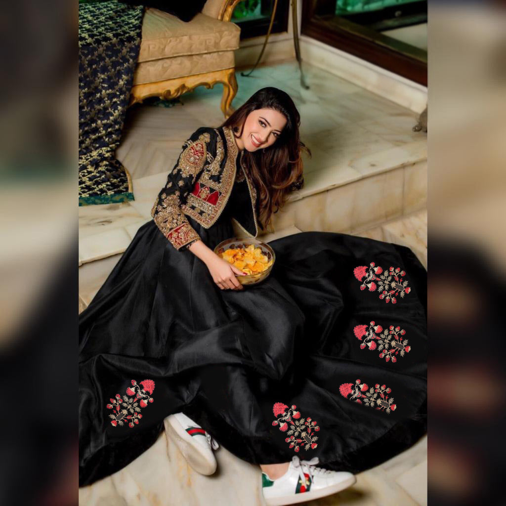 Embroidered Koti & Silk Maxi 2Piece Set