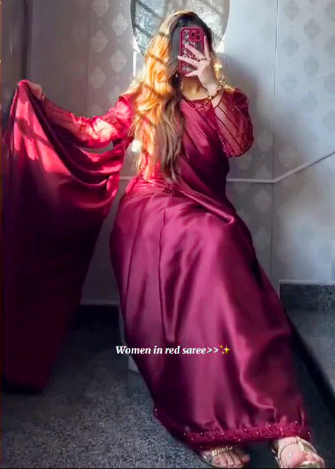 Pearl Sequence Silk Saree