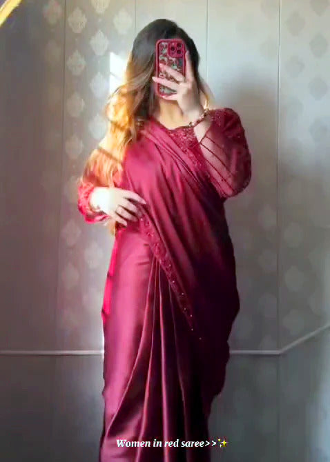 Pearl Sequence Silk Saree