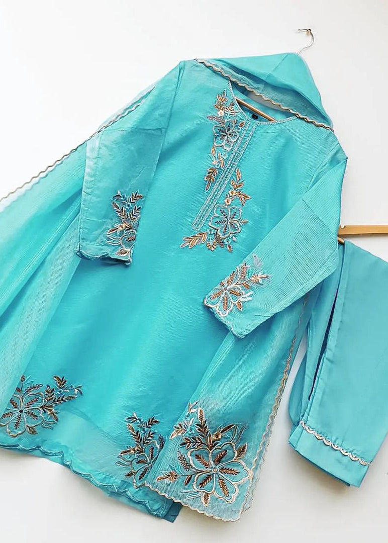 Elegance Touch 3 Piece Embroidered Organza Suit