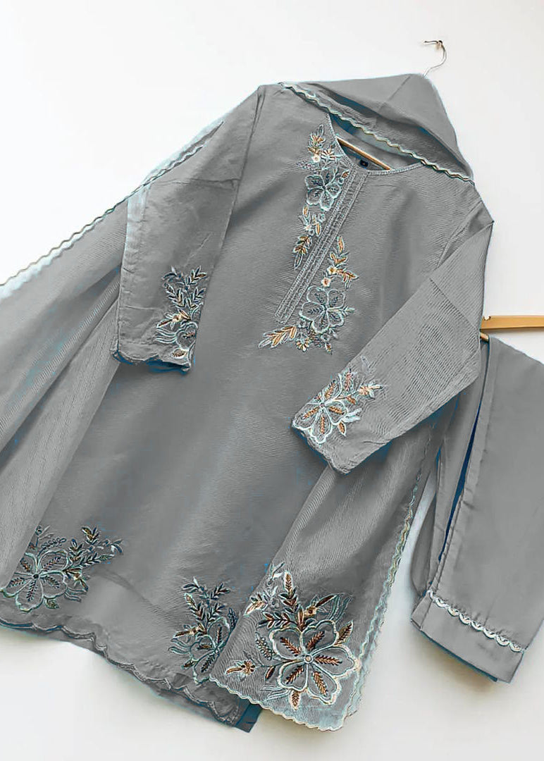 Elegance Touch 3 Piece Embroidered Organza Suit