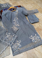 Elegance Touch 3 Piece Embroidered Organza Suit