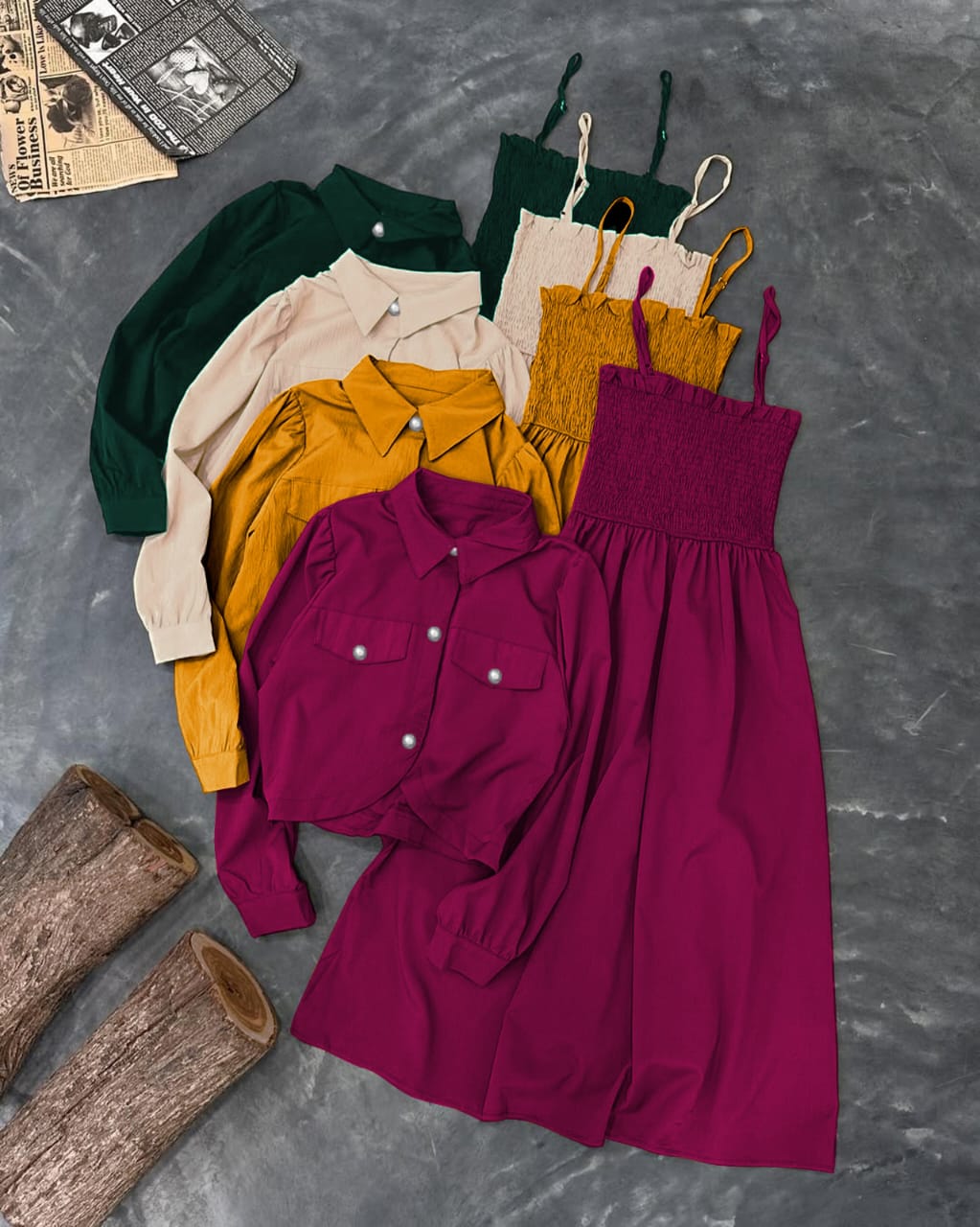 Kaaj Button Two Piece Coati & Gazzer Romper Frock Set