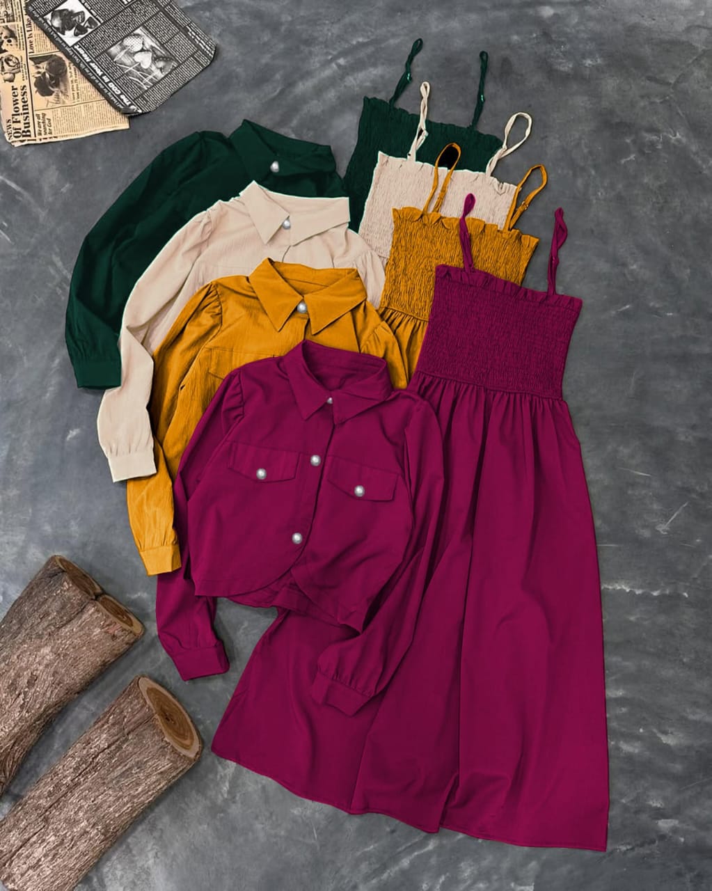 Kaaj Button Two Piece Coati & Gazzer Romper Frock Set