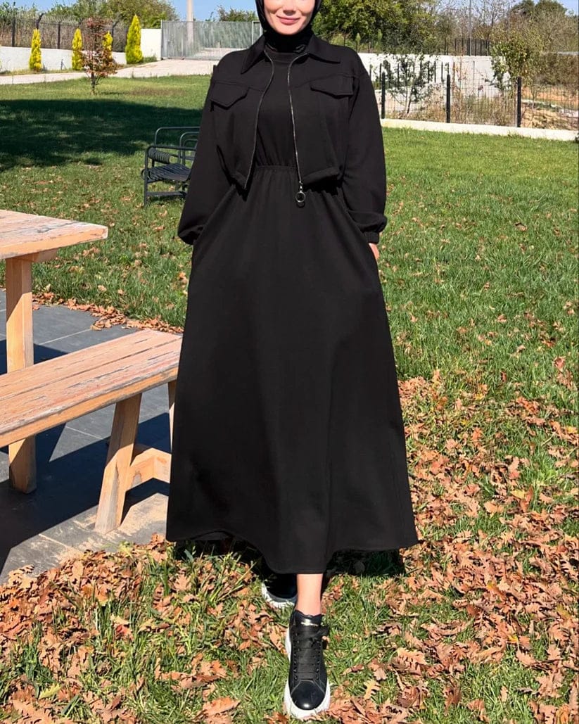 Urban Utility Fleece Two-Piece Dress & Zip Jacket Set