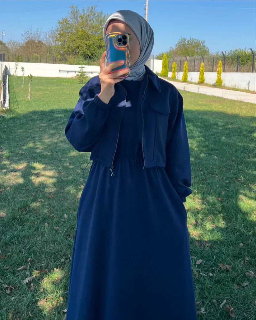 Urban Utility Fleece Two-Piece Dress & Zip Jacket Set