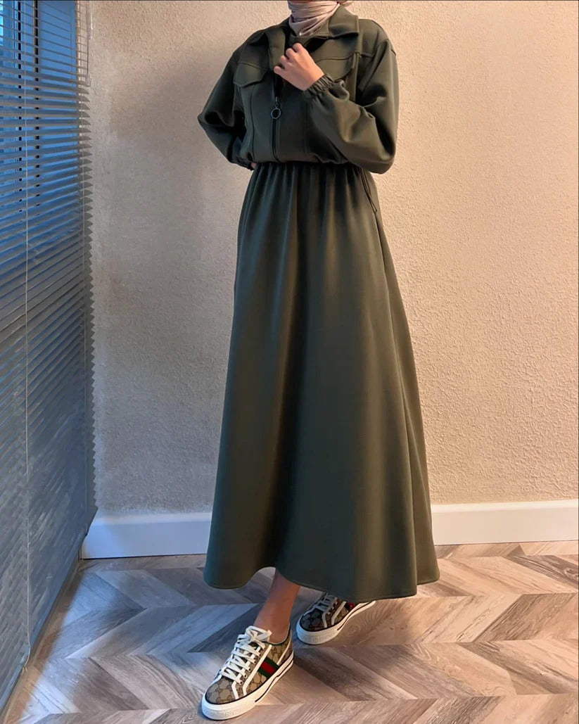 Urban Utility Fleece Two-Piece Dress & Zip Jacket Set