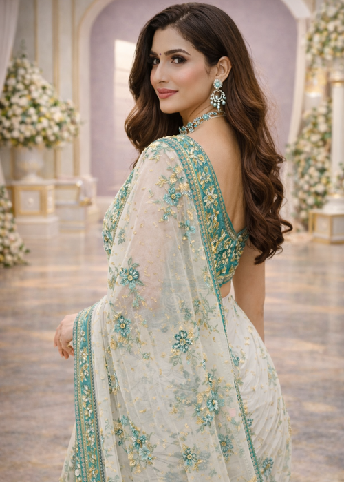 Akbar Aslam Unstitched Replica Saree Set