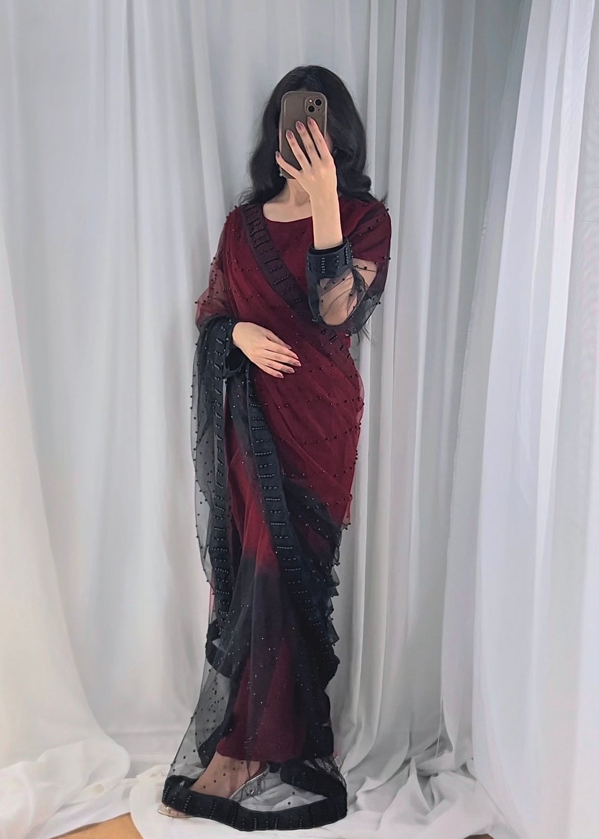 Velvet Shadow Saree