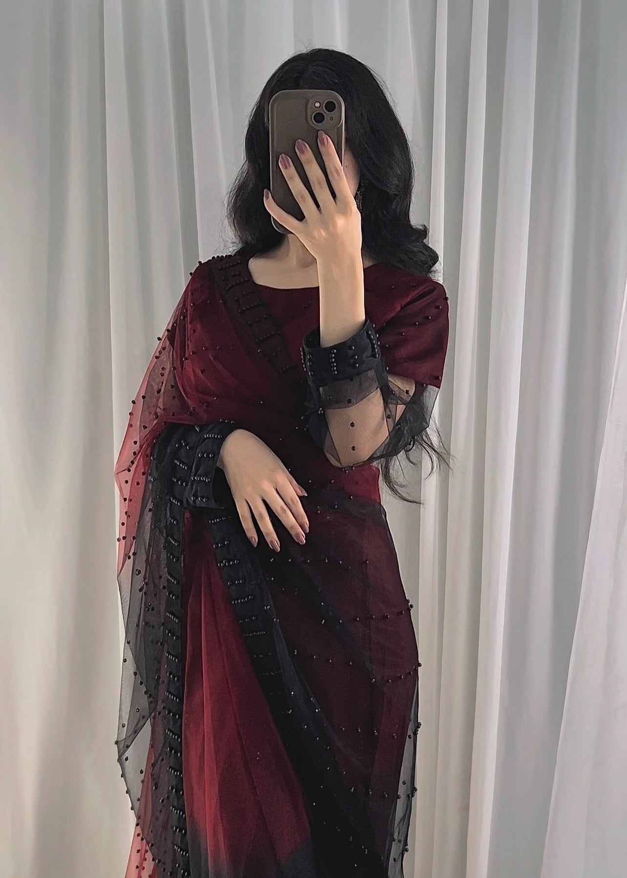 Velvet Shadow Saree
