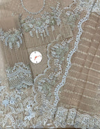 Maria B Exclusive Saree 2024 Heavy Embroidered Net with Adda Work