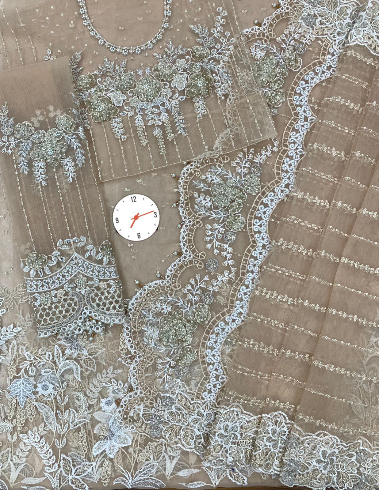 Maria B Exclusive Saree 2024 Heavy Embroidered Net with Adda Work