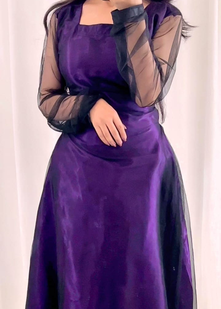 Midnight Allure 2-Piece Net and Silk Suit