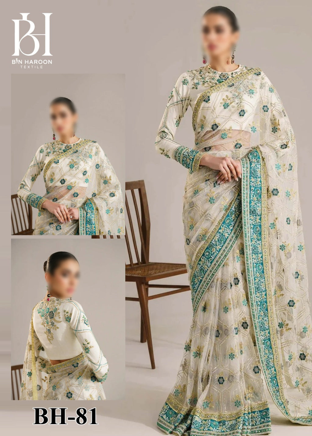 Akbar Aslam Unstitched Replica Saree Set