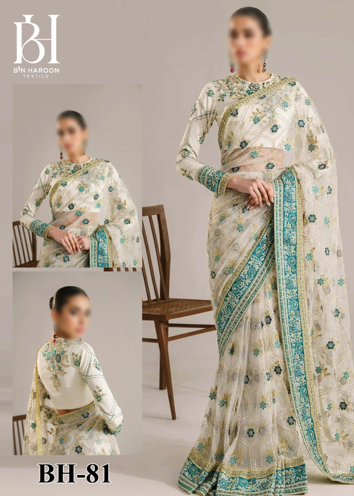 Akbar Aslam Unstitched Replica Saree Set