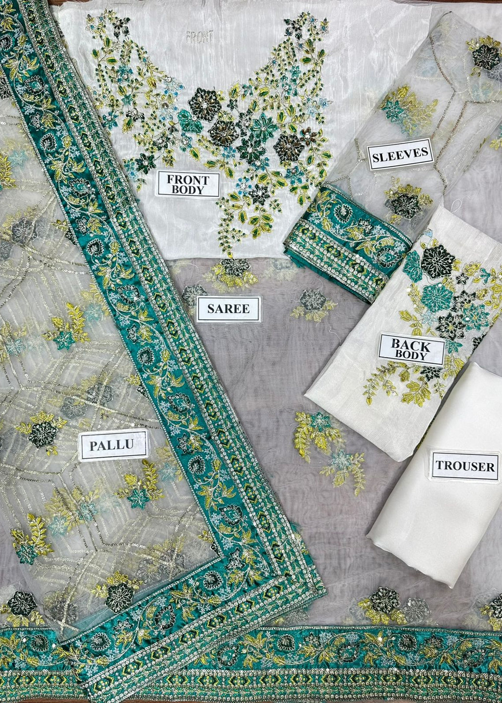 Akbar Aslam Unstitched Replica Saree Set