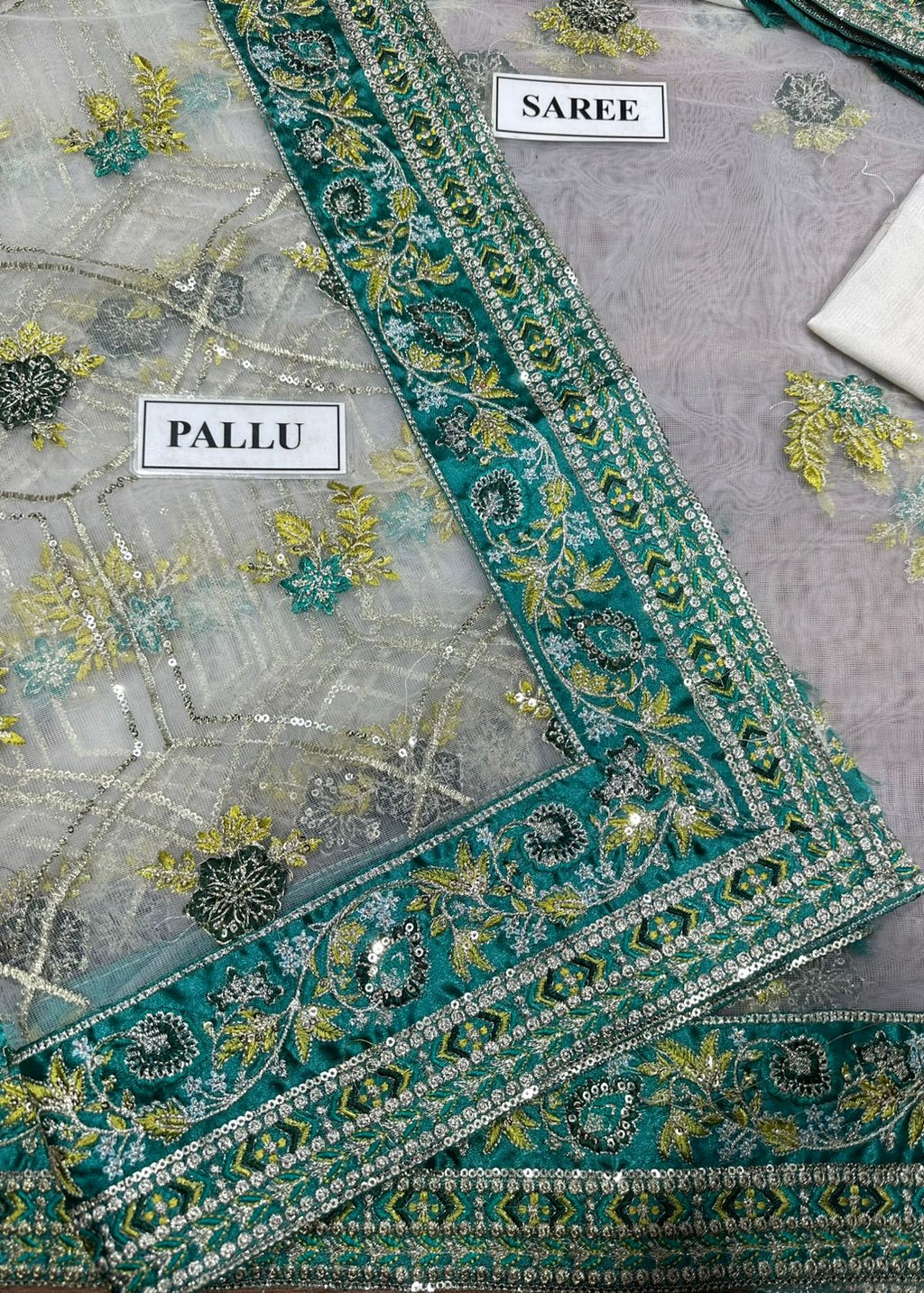 Akbar Aslam Unstitched Replica Saree Set