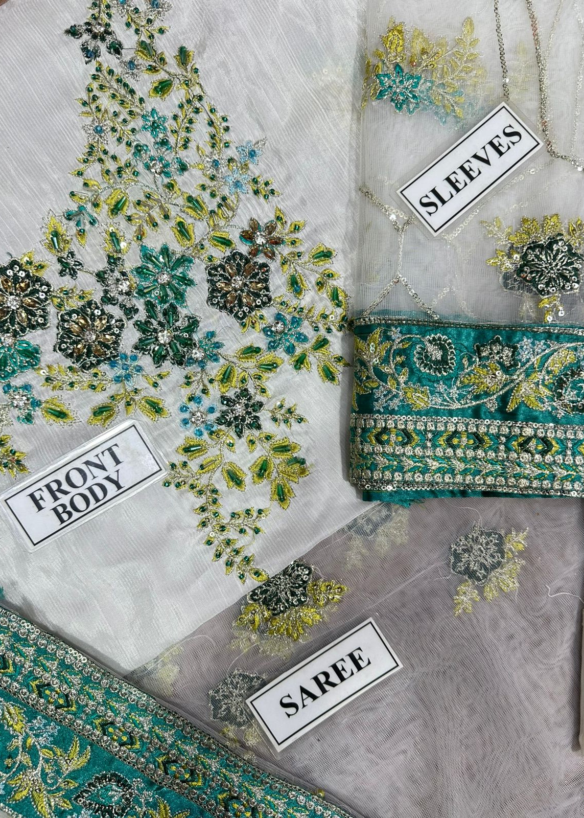 Akbar Aslam Unstitched Replica Saree Set