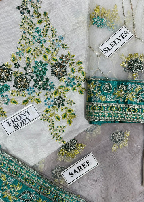 Akbar Aslam Unstitched Replica Saree Set