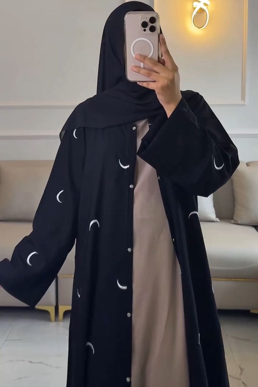Premium Double Layer Moon Abaya with Stoller for Women | Elegant Modest Wear