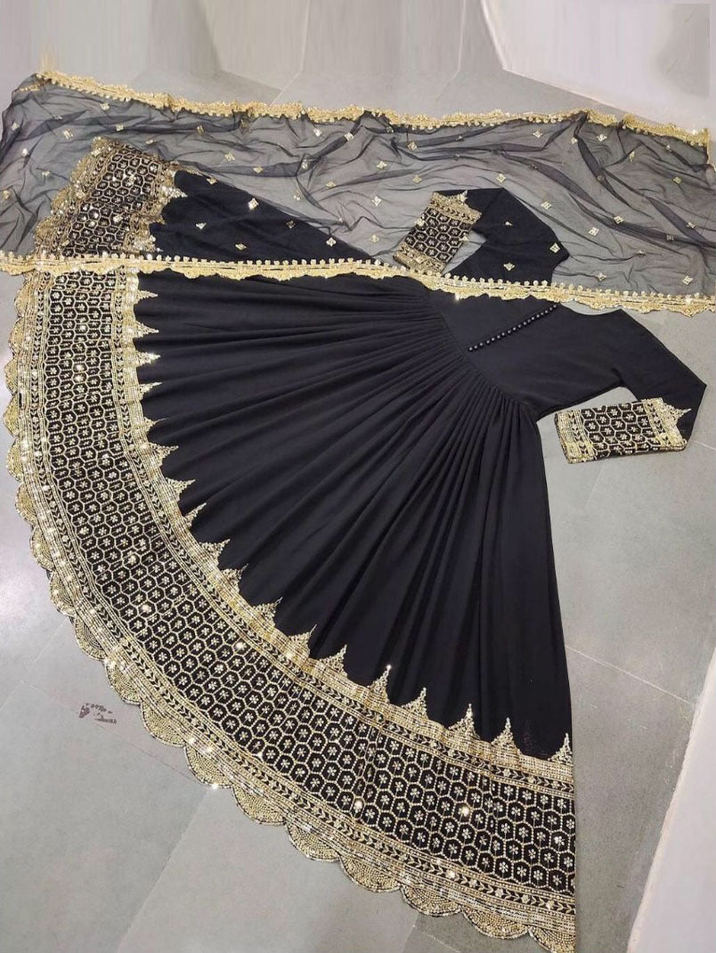 Midnight Star Chiffon 3Piece Suite Heavily Embroidered Sitara Work