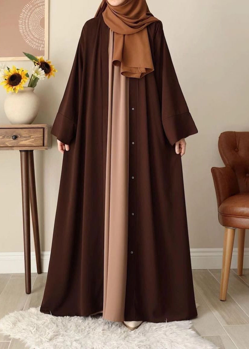 Chocolaty Brown Abaya with Inner Stoller