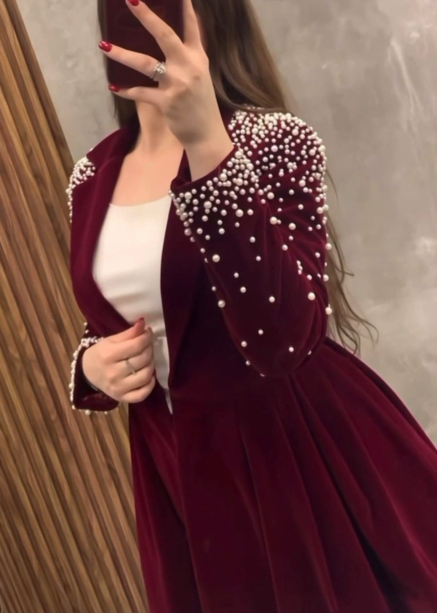 Pearl Encrusted Shamooz Silk 3 Piece Co-ord Set