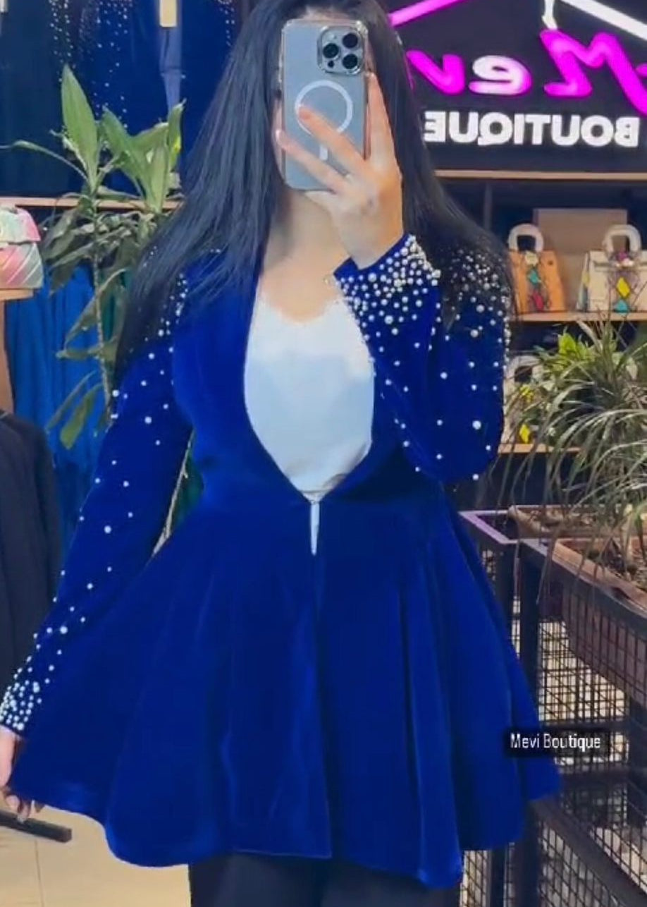 Pearl Encrusted Shamooz Silk 3 Piece Co-ord Set