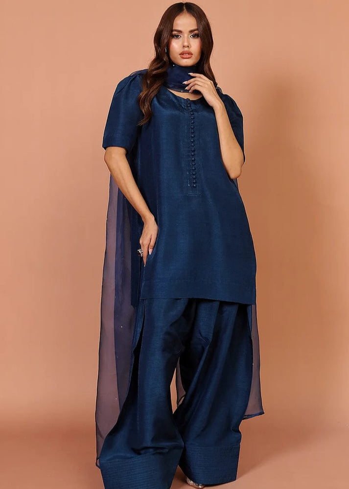 Regal Farshi Silk Ensemble (Stitched) - Shiwani Apparels