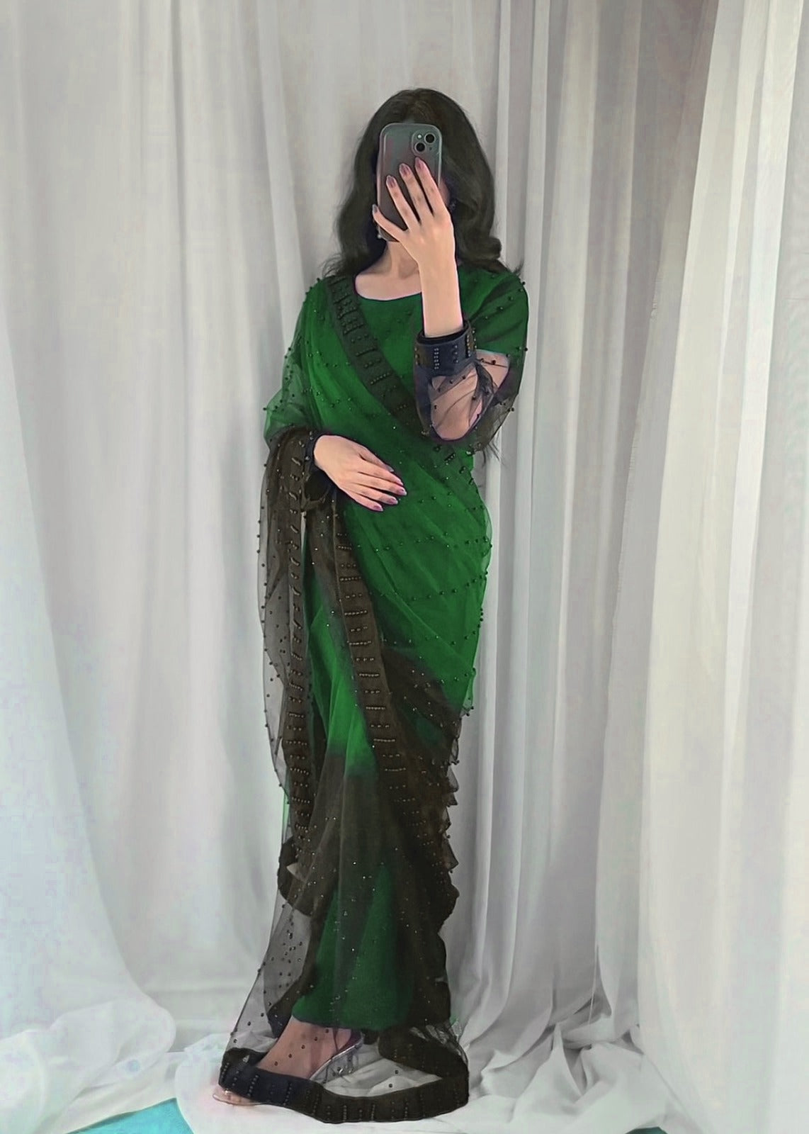 Velvet Shadow Saree