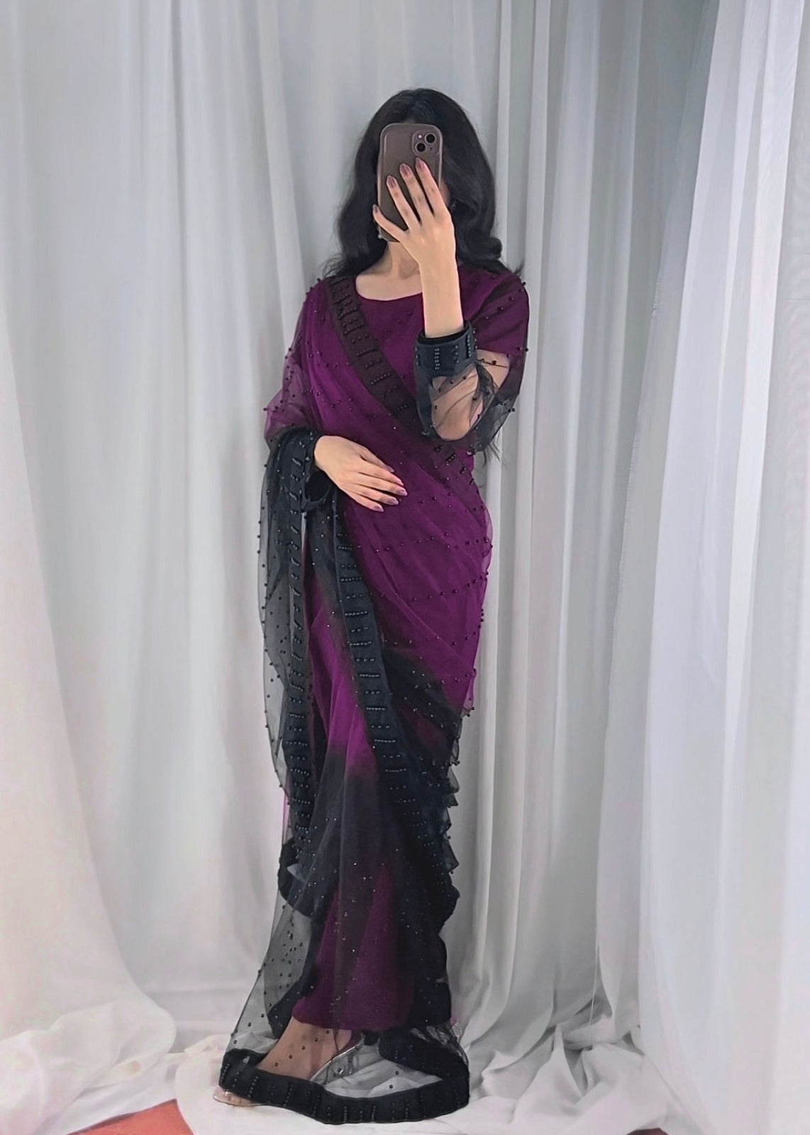 Velvet Shadow Saree