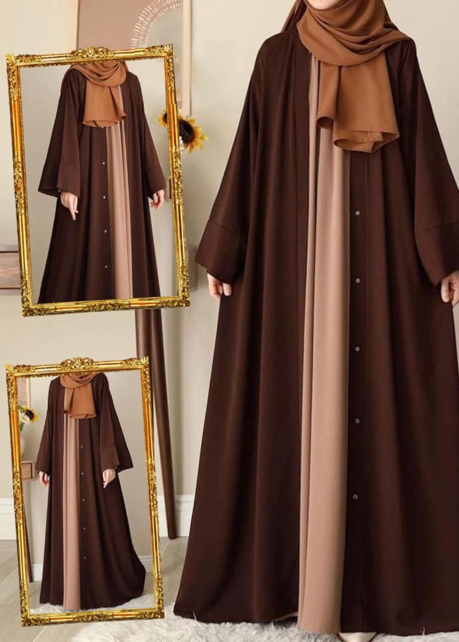 Chocolaty Brown Abaya with Inner Stoller