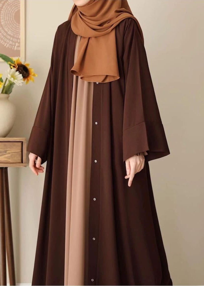 Chocolaty Brown Abaya with Inner Stoller