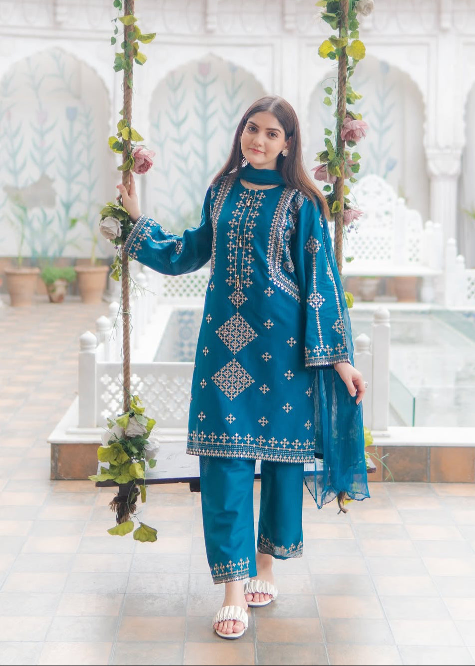 Heavy Sequin Embroidered Shirt with Trouser Dupatta 3PCS