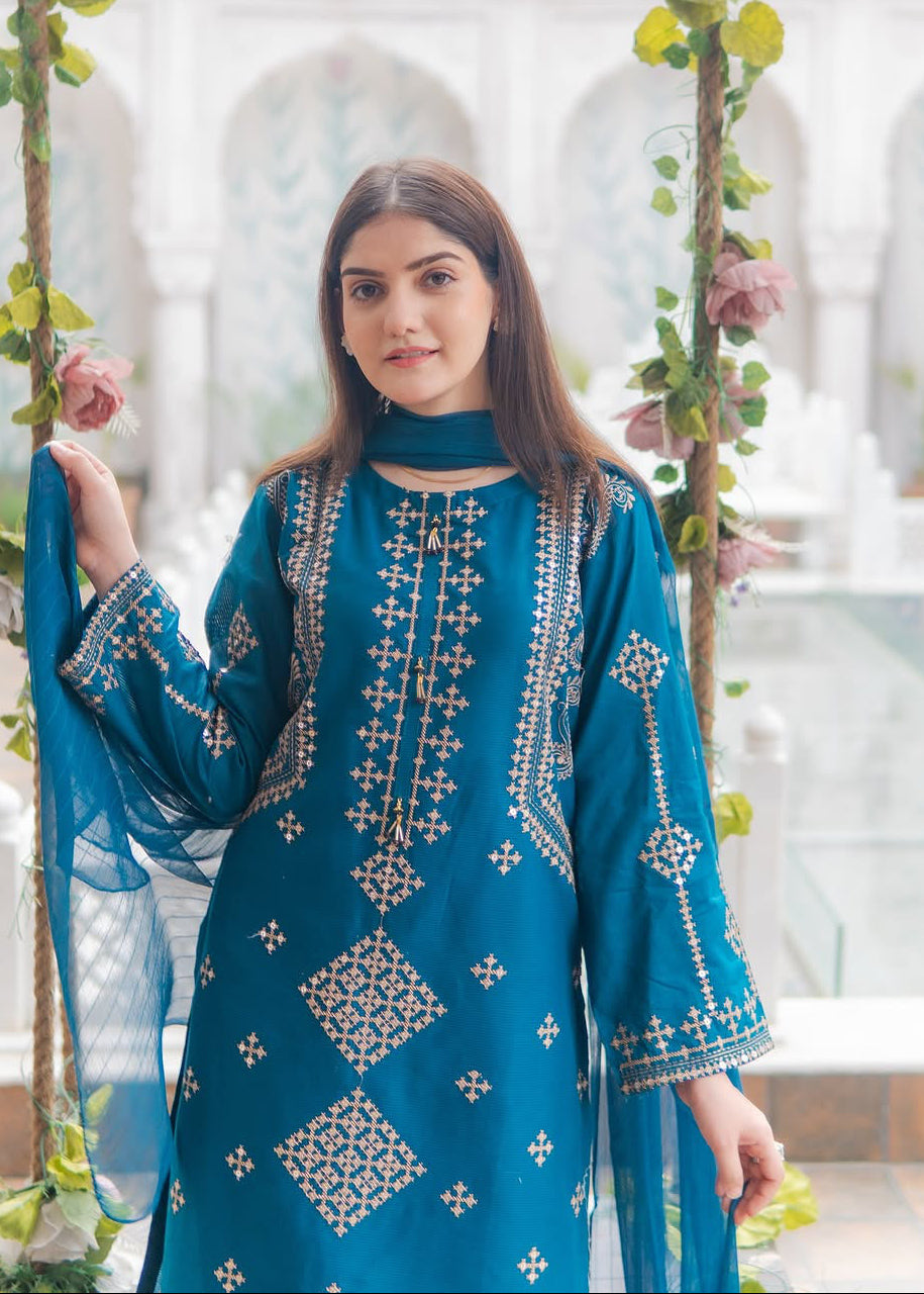 Heavy Sequin Embroidered Shirt with Trouser Dupatta 3PCS