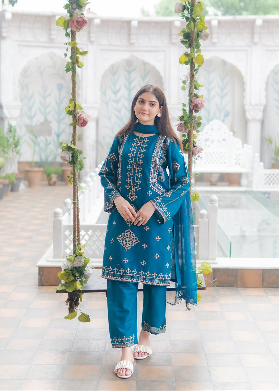 Heavy Sequin Embroidered Shirt with Trouser Dupatta 3PCS