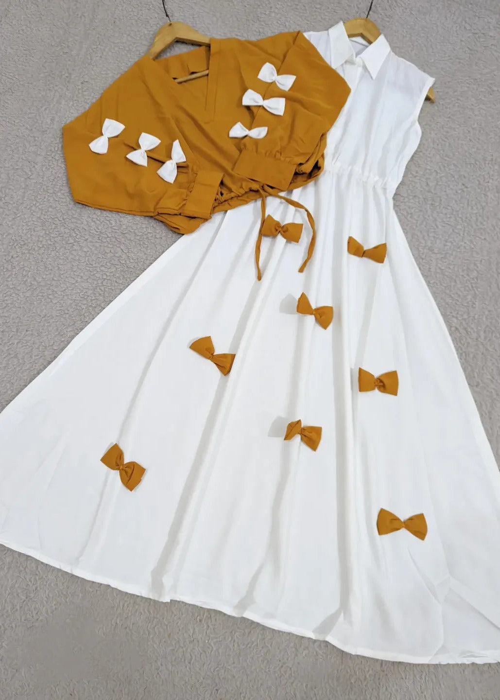 Elegant Bow Maxi 2PC Party Wear Set for Women | Chic Formal Dress