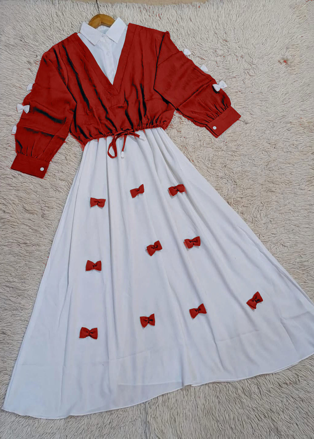 Elegant Bow Maxi 2PC Party Wear Set for Women | Chic Formal Dress