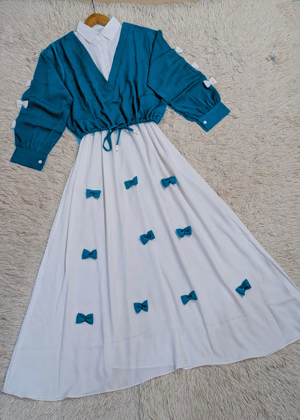 Elegant Bow Maxi 2PC Party Wear Set for Women | Chic Formal Dress