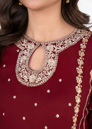 Front Neck Sequence Embroidered 3 Piece Suit