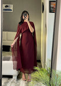 Chiffon Royal Grace Cape Shawl Dress - Shiwani Apparels