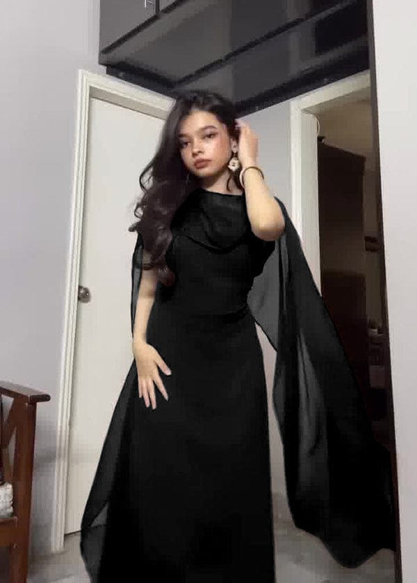 Chiffon Royal Grace Cape Shawl Dress - Shiwani Apparels